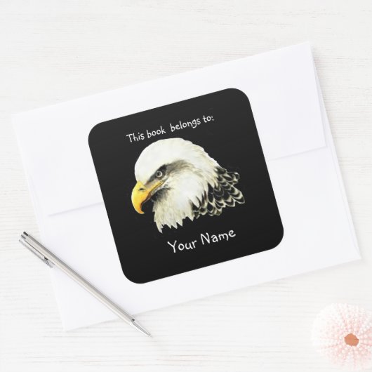 ハゲ・イーグル・バードこの本は蔵書票 スクエアシール (封筒)