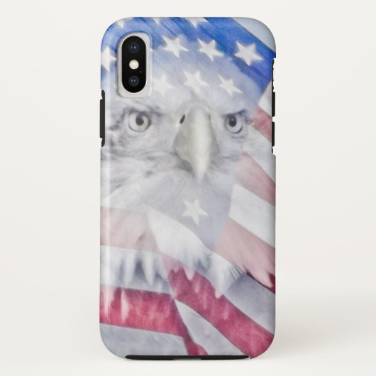 ハゲ・イーグル・ヘッドとアメリカ国旗 Case-Mate iPhoneケース (裏面)