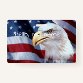 ハゲ・イーグル・ヘッドアメリカ国旗の7月4日 バッジ (正面)