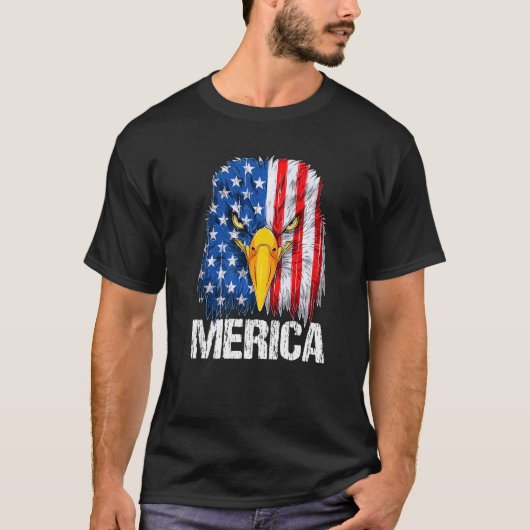 ハゲ・イーグル・ヘッド&顔メリカアメリカ国旗4t tシャツ (正面)