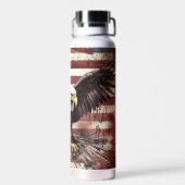 ハゲ・イーグル・ランディング・アメリカ国旗 ウォーターボトル (背面)