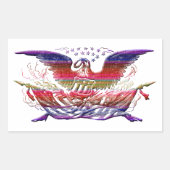 ハゲ・イーグルUSA国旗アメリカーナ愛国芸術 長方形シール (正面)
