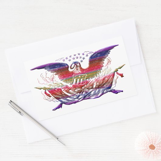 ハゲ・イーグルUSA国旗アメリカーナ愛国芸術 長方形シール (封筒)