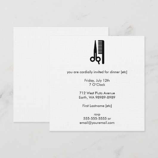 ハサミとくし 招待状 (正面/裏面)