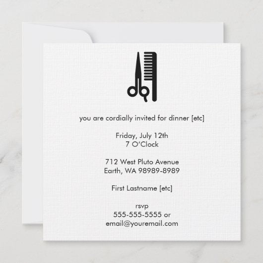 ハサミとくし 招待状 (正面)