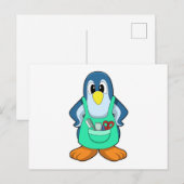 ハサミとカミソリを持ったペンギンの美容師 ポストカード (正面/裏面)