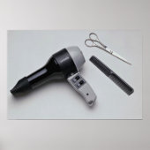 ハサミとコーム付きヘアドライヤー ポスター (正面)