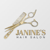 ハサミとコーム ヘアサロン ゴールド ID814 ウィンドウサイン (シート)