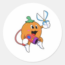 ハサミとヘアドライヤーと美容師としてのオレンジ ラウンドシール