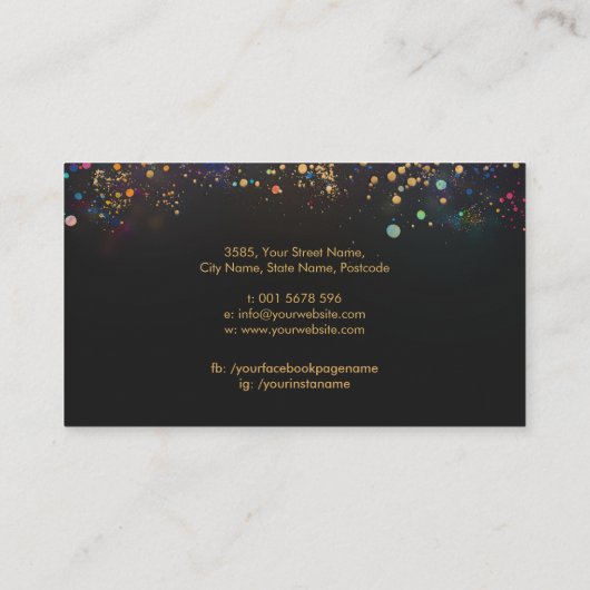 ハサミと蝶 – 金ゴールドとカラー（ばちゃばちゃ）跳ねる 名刺 (裏面)