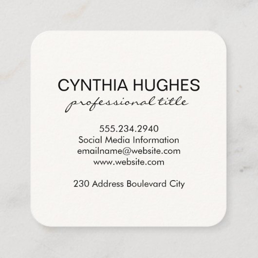 ハサミのヘアロゴ | ブラックレザー スクエア名刺 (裏面)