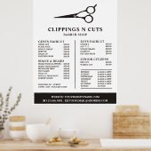 ハサミのロゴ メンズバーバー 料金表 ポスター (キッチン)