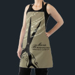 ハサミの渦を巻くヘアスタイリスト グリッターカーキ エプロン<br><div class="desc">ハサミの渦を巻くヘアスタイリスト グリッターカーキ</div>