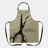 ハサミの渦を巻くヘアスタイリスト グリッターカーキ エプロン (正面)