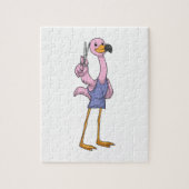 ハサミの美容師としてのフラミンゴ ジグソーパズル (縦)