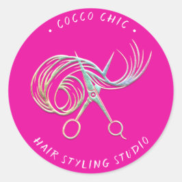 ハサミの髪のロゴ名ありがとう自筆証書Pinky ラウンドシール