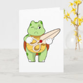 ハサミを持った美容師としてのカメ カード (黄色い花)