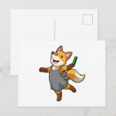 ハサミを持った美容師としての狐 ポストカード (正面/裏面)