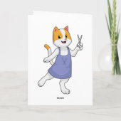 ハサミを持った美容師としての猫 カード (裏面)