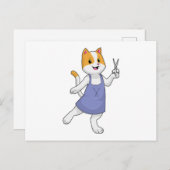 ハサミを持った美容師としての猫 ポストカード (正面/裏面)
