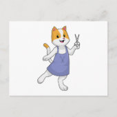 ハサミを持った美容師としての猫 ポストカード (正面)