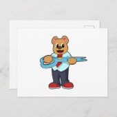 ハサミを持った美容師のクマ ポストカード (正面/裏面)