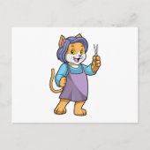 ハサミを持った美容師の猫 ポストカード (正面)