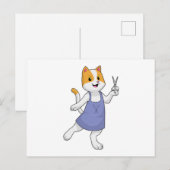 ハサミを持つ猫のスタイリスト ポストカード (正面/裏面)