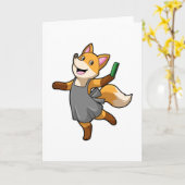 ハサミを持つ美容師としての狐 カード (黄色い花)