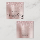 ハサミエレガントバラ金ゴールドグリッター スクエア名刺 (正面/裏面)