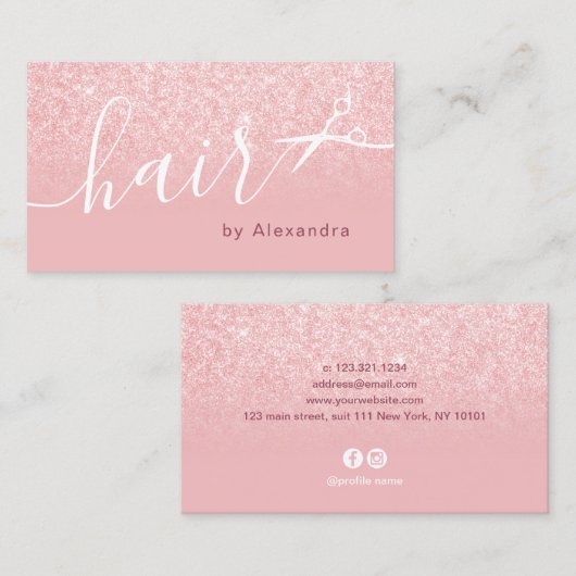 ハサミエレガントバラ金ゴールドグリッター 名刺 (正面/裏面)