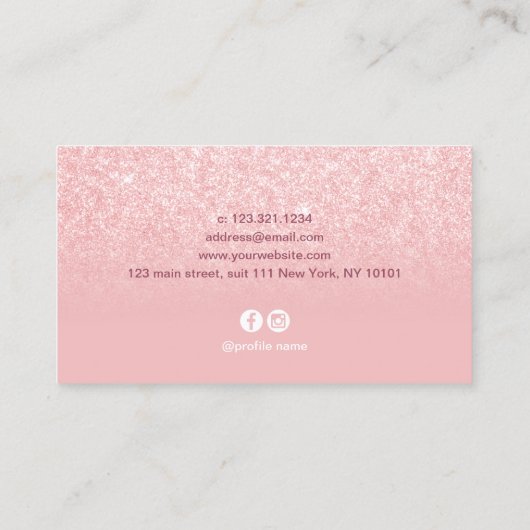 ハサミエレガントバラ金ゴールドグリッター 名刺 (裏面)