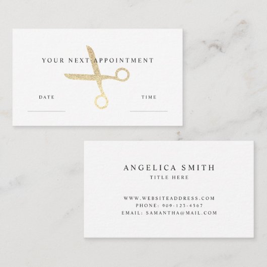 ハサミフェイク金ゴールドグリッター 予約カード (正面/裏面)