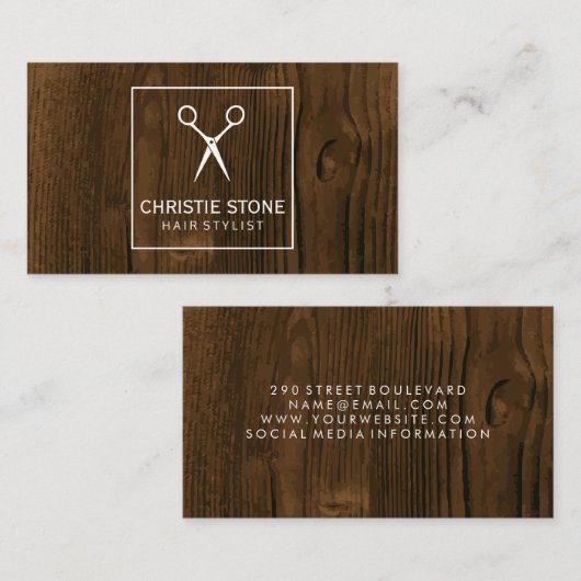 ハサミ材の背景 名刺 (正面/裏面)