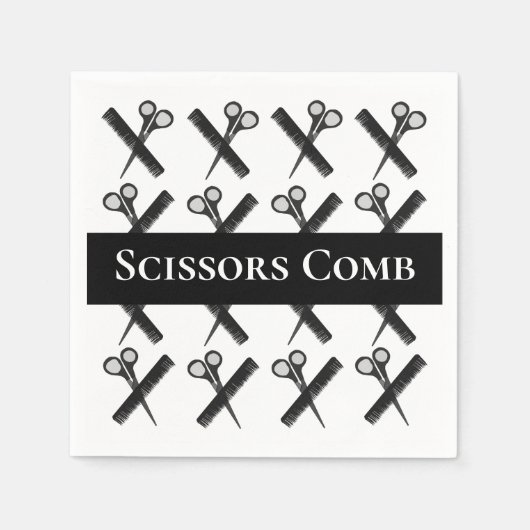 ハサミ櫛ヘアスタイリストサロン スタンダードカクテルナプキン (正面)