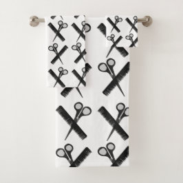 ハサミ櫛ヘアスタイリストサロン バスタオルセット