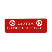 ハサミ注意 使用禁止 ヴィンテージ風 赤 ラベル (正面)