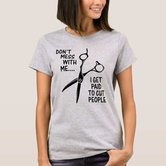 ハサミ美容師ユーモアTシャツ Tシャツ (正面)