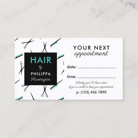 ハサミ&コム美容師アポイントメントカード 予約カード (正面)