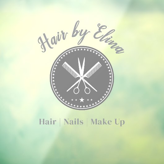 ハサミ&コームロゴカスタムネームエレガント ウィンドウサイン (シート3)