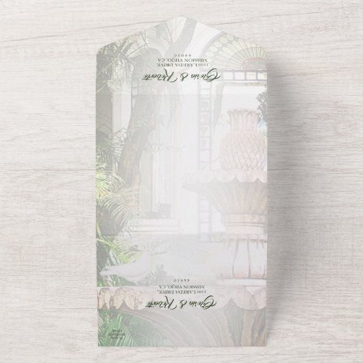 ハシエレガントエンダとホワイトドーブメキシコ結婚ズ オールインワン招待状 (外側)