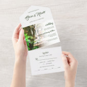 ハシエレガントエンダとホワイトドーブメキシコ結婚ズ オールインワン招待状 (貼ってはがせる)