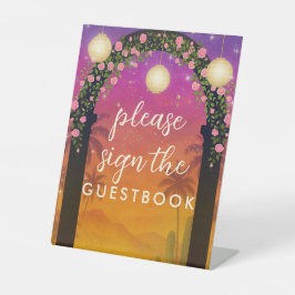 ハシエンダサンセットフローラアーチゲストブックテーブルサイン 台座サイン