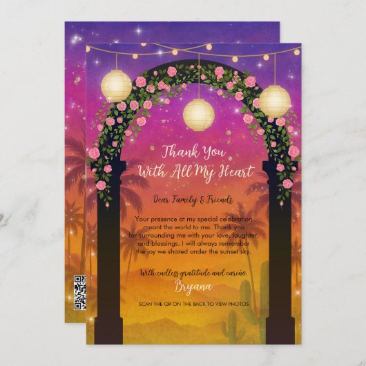 ハシエンダサンセットフローラアーチサンキューユユー 招待状 (正面/裏面)