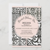 ハシエンダタイルブラック赤面モダンブライダルシャワー 招待状 (正面)