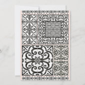 ハシエンダ タイル ブラック ホワイト ブラッシュ モダン ウェディング 招待状 (裏面)