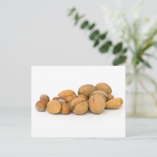 ハシバミのクルミとアルモンを含む様々なナッツ ポストカード (スタンド正面)