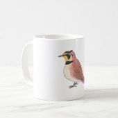 ハシボソヒバリの鳥の種類の水彩画 コーヒーマグカップ (正面左)