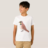 ハシボソヒバリの鳥種の水彩画 Tシャツ (正面フル)