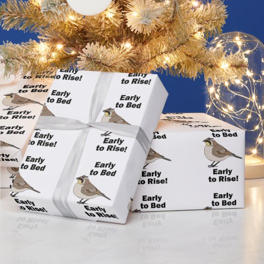ハシボソヒバリ 早寝早起き 鳥 引用 ラッピングペーパー (クリスマス)